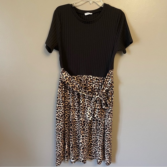 CHIC SOUL midi dress cheetah Made in USA tie waist M/L? - Picture 1 of 10